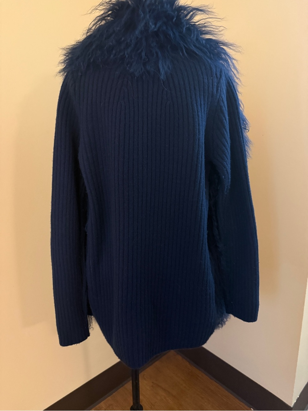 Elizabeth and James Deep Blue Faux Fur Cape Coat - Picture 4 of 8